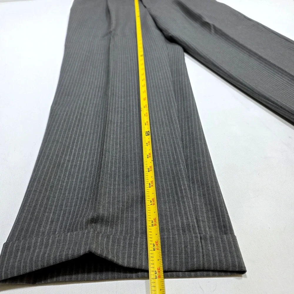 Tasso Elba Suit Mens 42R Gray Pinstripe 100% Wool 2 Piece Blazer Trousers Set